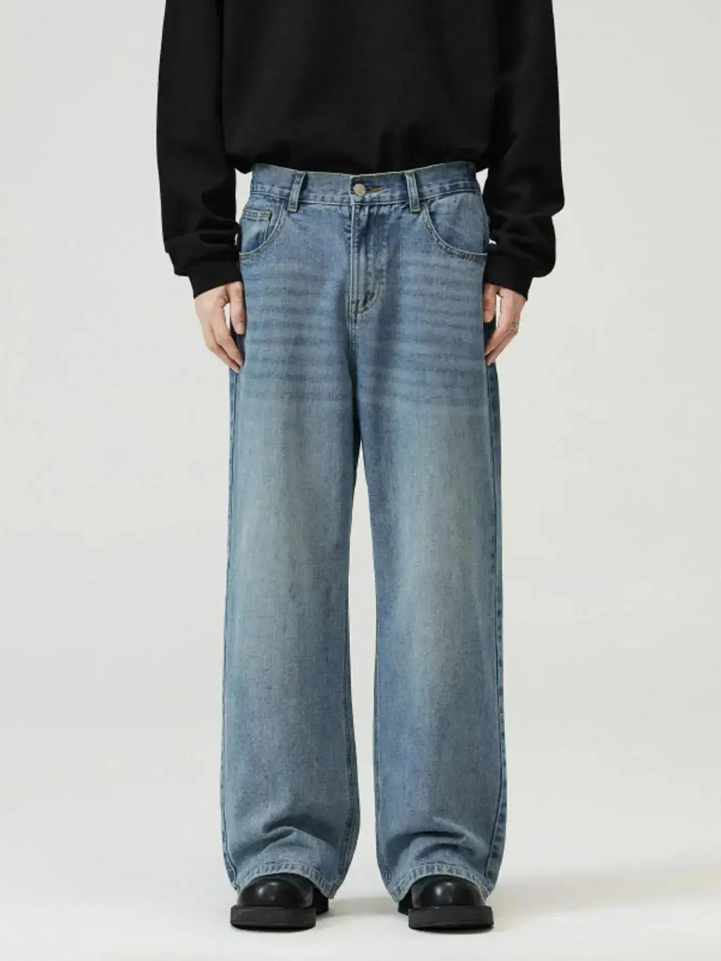 Men's Full Size Washed Straight Jeans Plus Size - Plush Fashion Hub