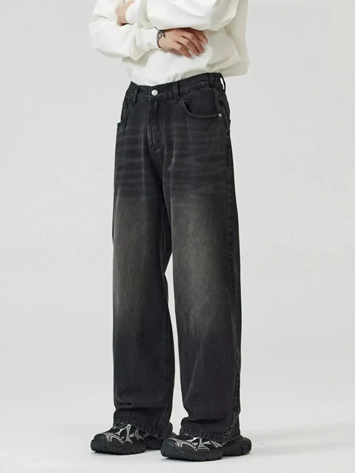 Men's Full Size Washed Straight Jeans Plus Size - Plush Fashion Hub
