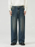 Men's Full Size Washed Straight Jeans Plus Size - Plush Fashion Hub