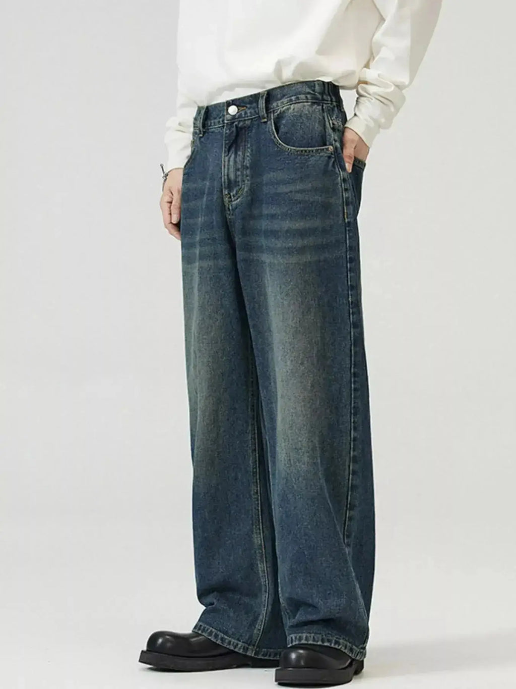 Men's Full Size Washed Straight Jeans Plus Size - Plush Fashion Hub