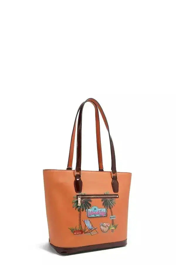 Nicole Lee USA Tropical Beach House Print Shopper Bag - Plush Fashion Hub