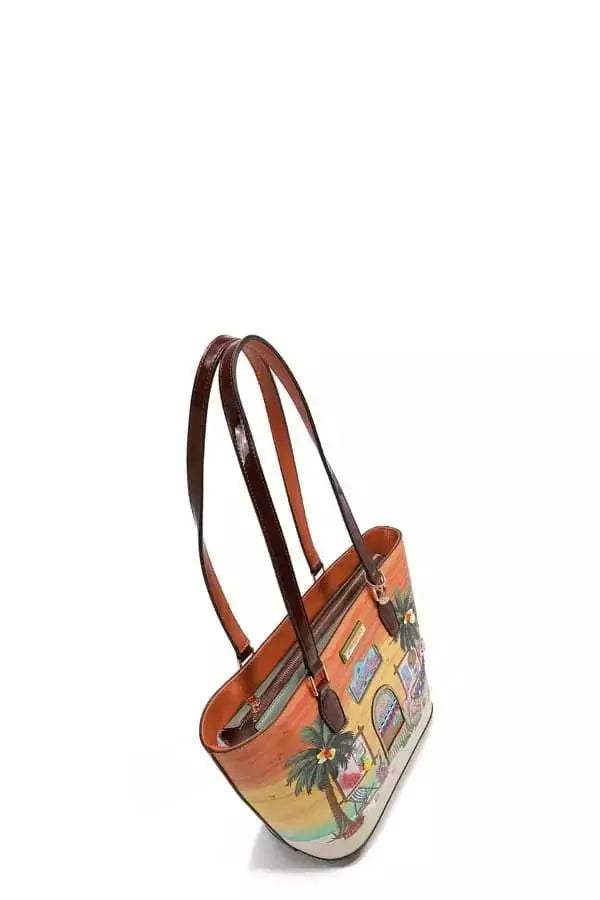 Nicole Lee USA Tropical Beach House Print Shopper Bag - Plush Fashion Hub