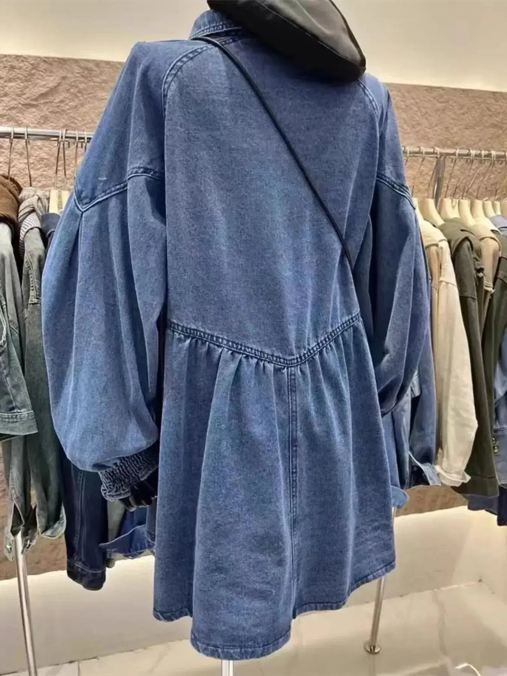 Oversized Long Sleeve Button-Up Denim Dress - Plush Fashion Hub