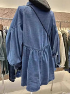 Oversized Long Sleeve Button-Up Denim Dress - Plush Fashion Hub