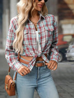 Plaid Button-Down Oversized Shirt - Plush Fashion Hub