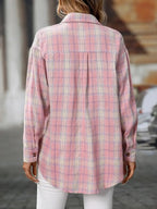 Plaid Button-Down Oversized Shirt - Plush Fashion Hub