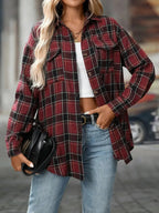 Plaid Button-Down Oversized Shirt - Plush Fashion Hub