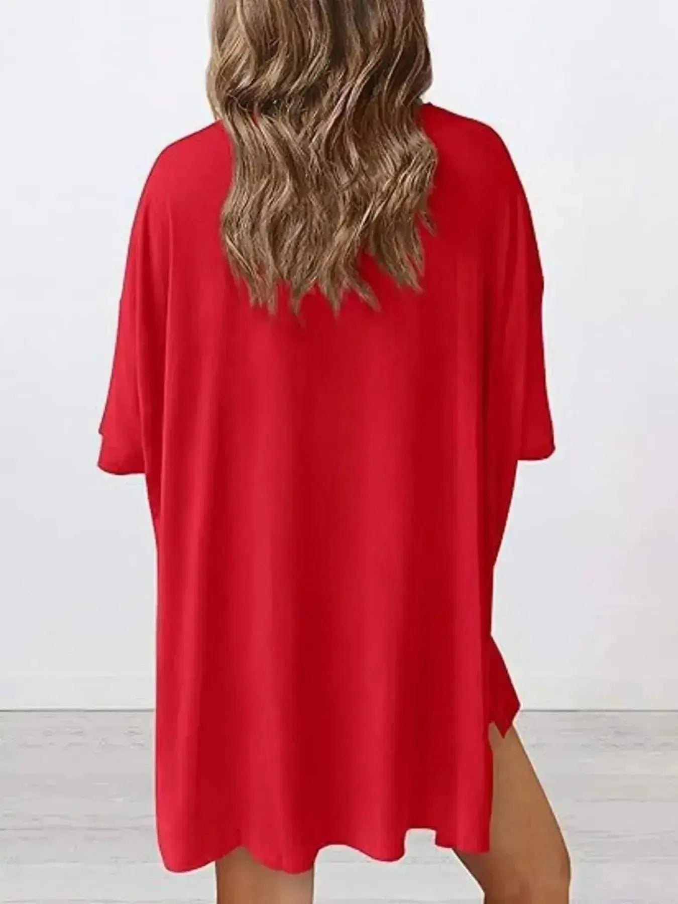 Full Size Oversized Slit Round Neck Top and Shorts Lounge Set Plus Size - Plush Fashion Hub
