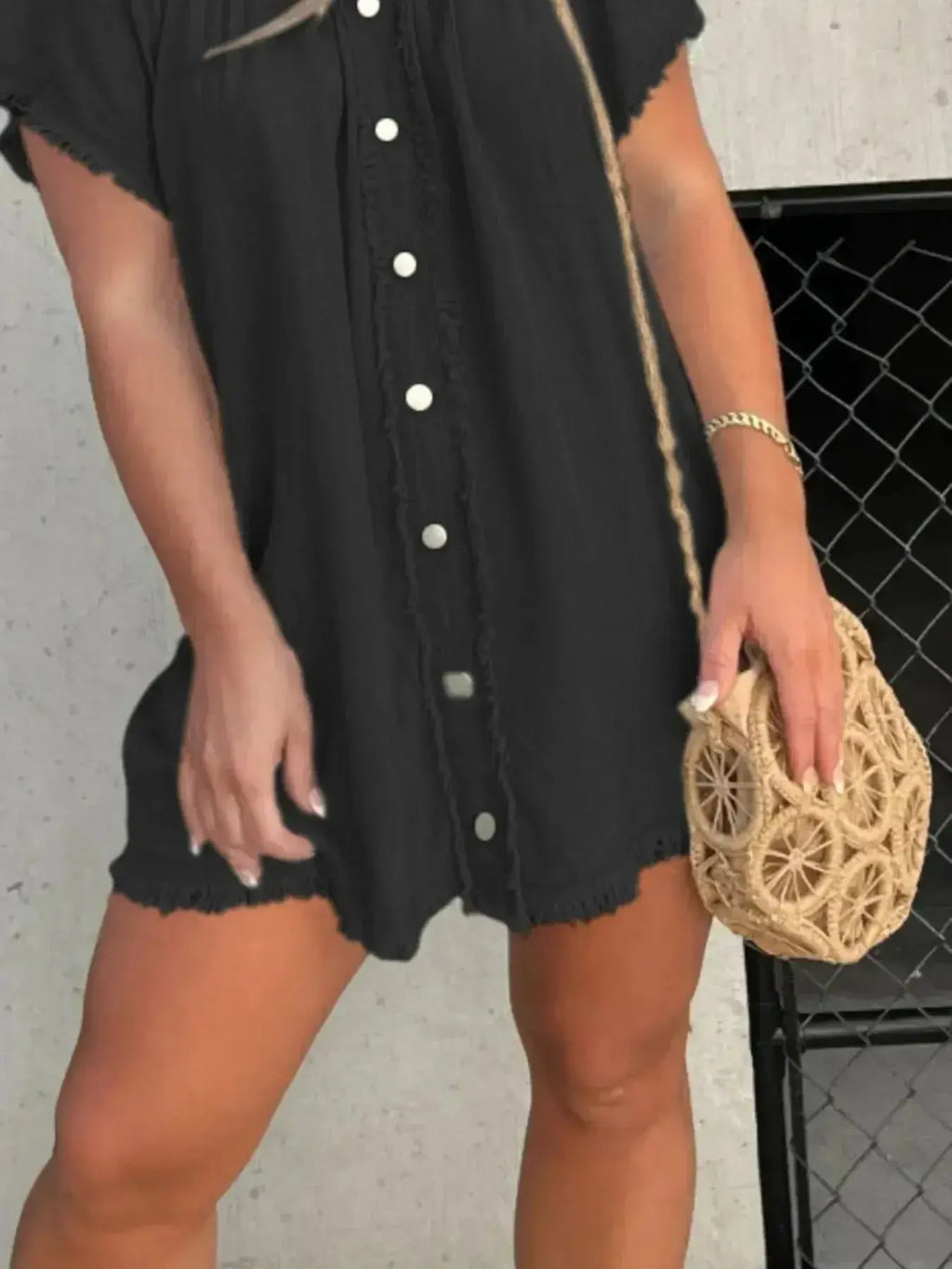 Full Size Raw Hem Mini Denim Dress Plus Size - Plush Fashion Hub