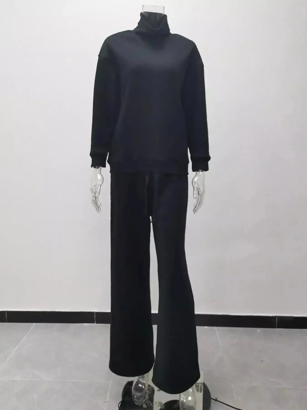 Full Size Turtleneck Long Sleeve Top and Pants Sweater Set Plus Size - Plush Fashion Hub