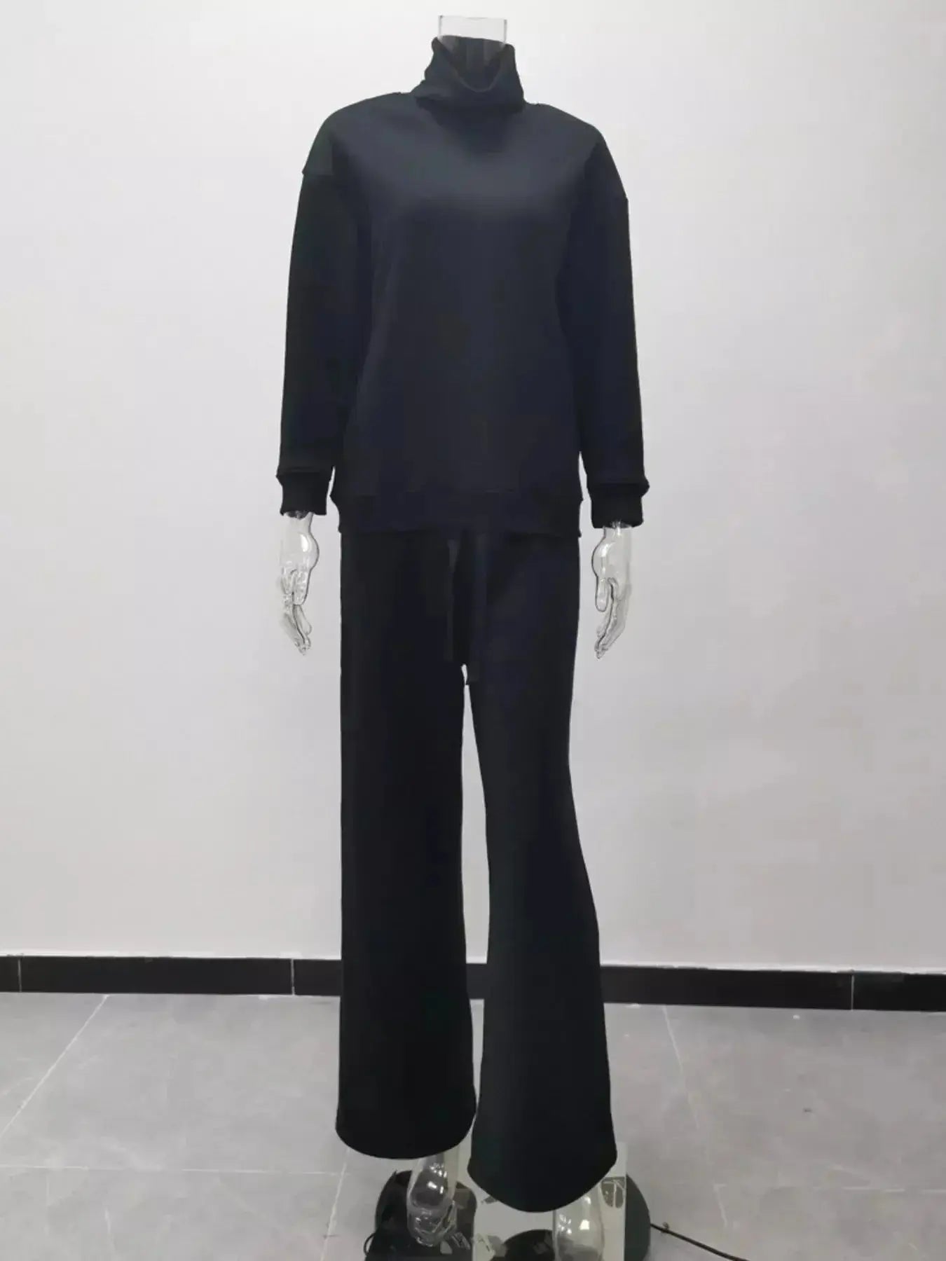 Full Size Turtleneck Long Sleeve Top and Pants Sweater Set Plus Size - Plush Fashion Hub