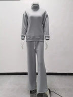 Full Size Turtleneck Long Sleeve Top and Pants Sweater Set Plus Size - Plush Fashion Hub