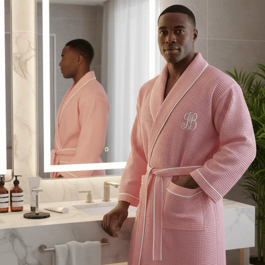 Premium Waffle Piping Robe for Men - Plush Fashion Hub