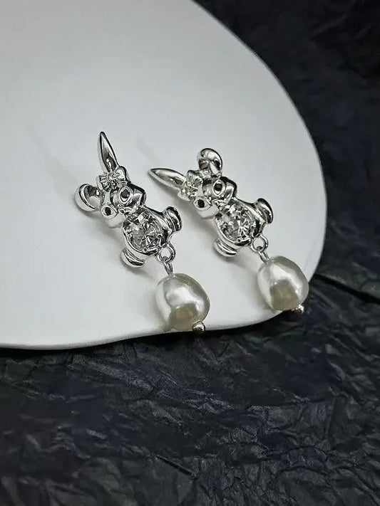 Rabbit&Pearl Earrings - Plush Fashion Hub