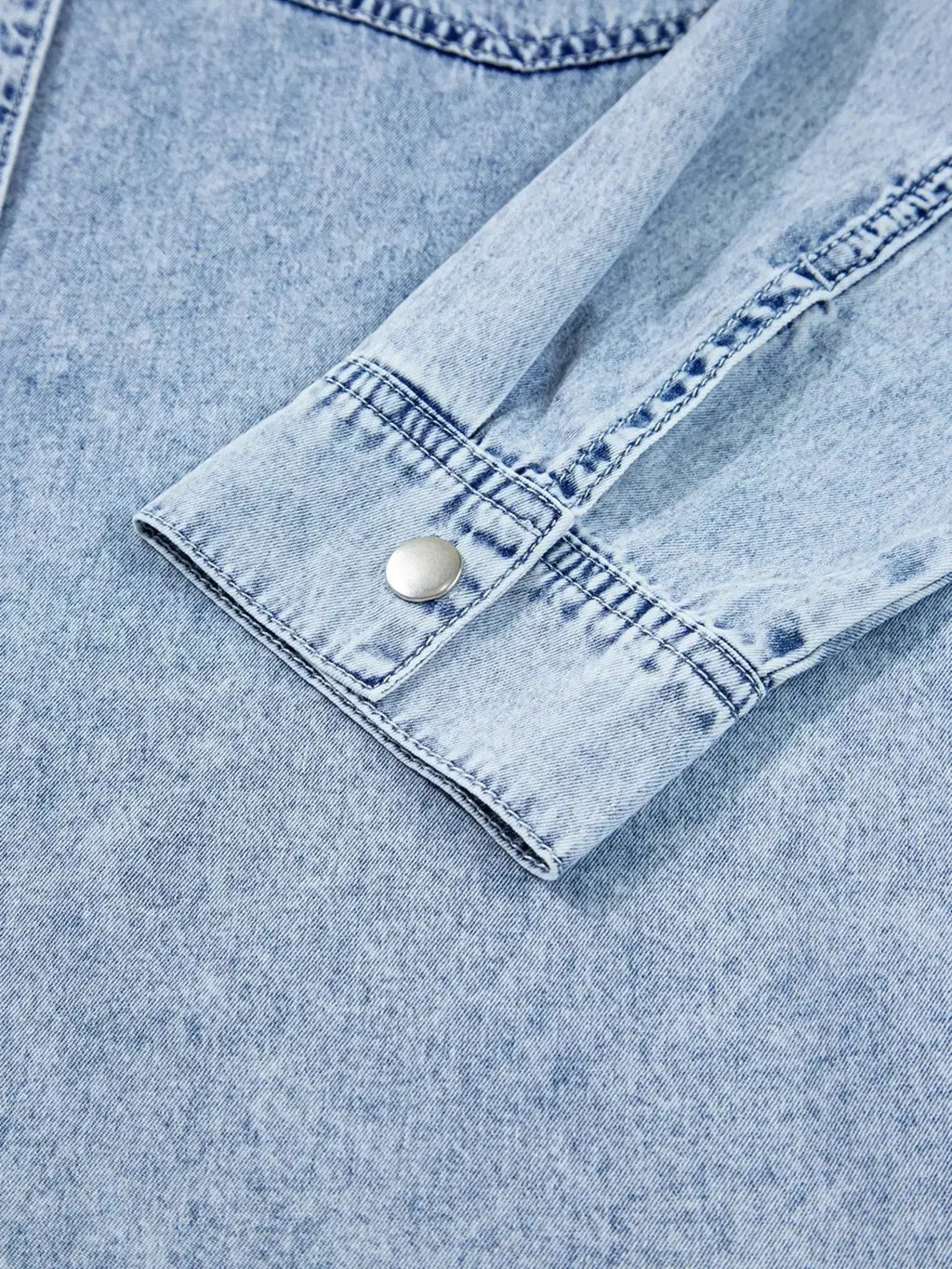 Chest Pocket Raw Hem Denim Loose Shirt Dress - Plush Fashion Hub