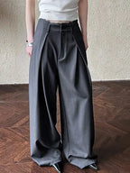 Lace-paneled wide-leg suit pants from Plush Fashion Hub featuring a stylish, vintage-inspired design and high-waisted fit.