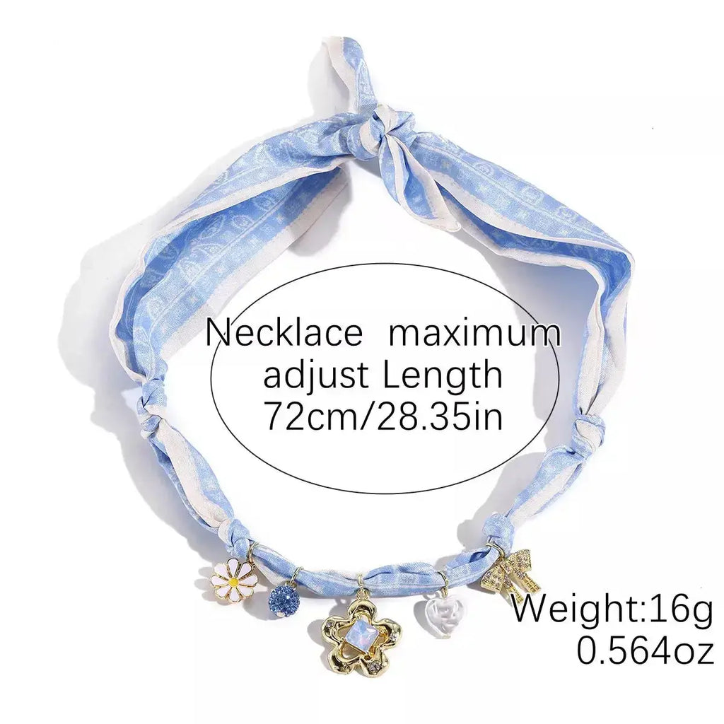 Ribbon Flower Charm Necklace - Plush Fashion Hub