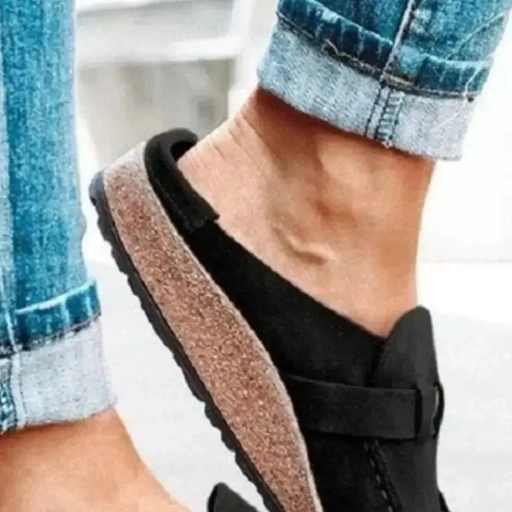 Women's round toe low heel buckle loafers by Plush Fashion Hub, comfortable premium PU dress shoes with stylish design.