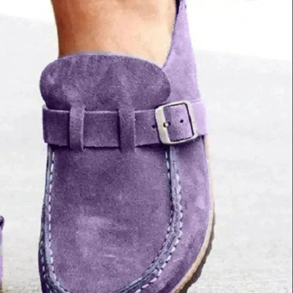 Women's round toe low heel buckle loafers by Plush Fashion Hub, comfortable premium PU dress shoes with stylish design.