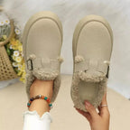 Plush Fashion Hub women's platform slip-on shoes with fleece lining, round toe, casual cozy loafers for comfort and style