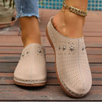Round Toe Studded Slip-Ons - Plush Fashion Hub