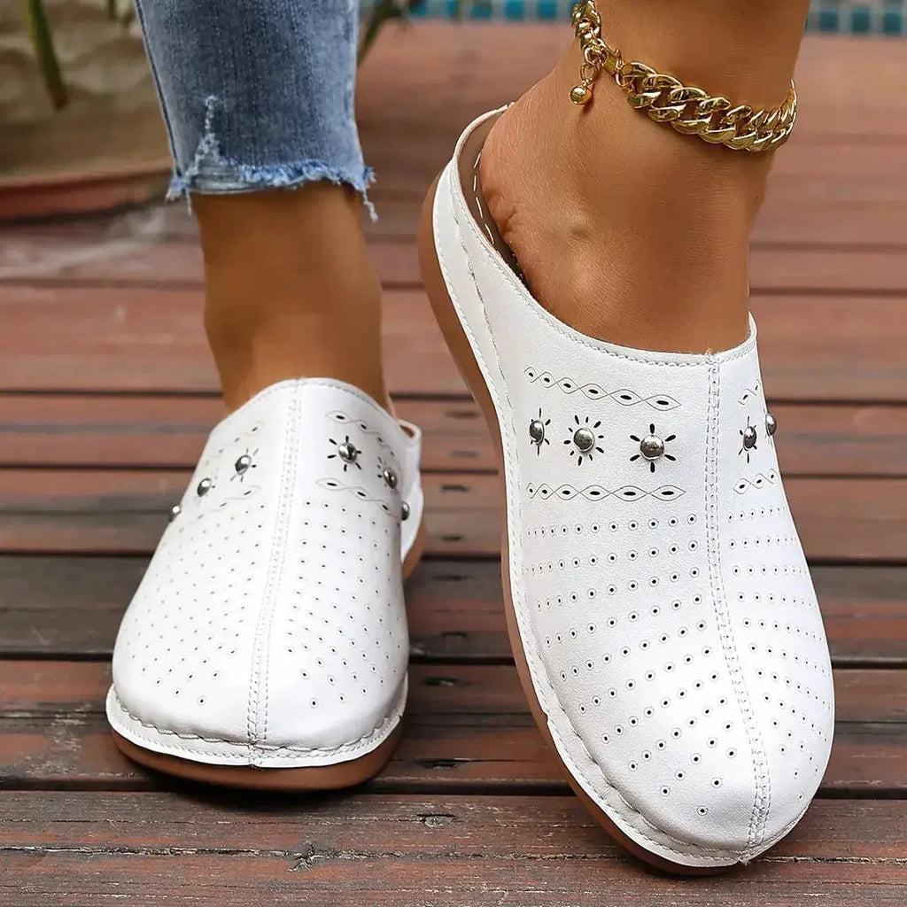 Round Toe Studded Slip-Ons - Plush Fashion Hub