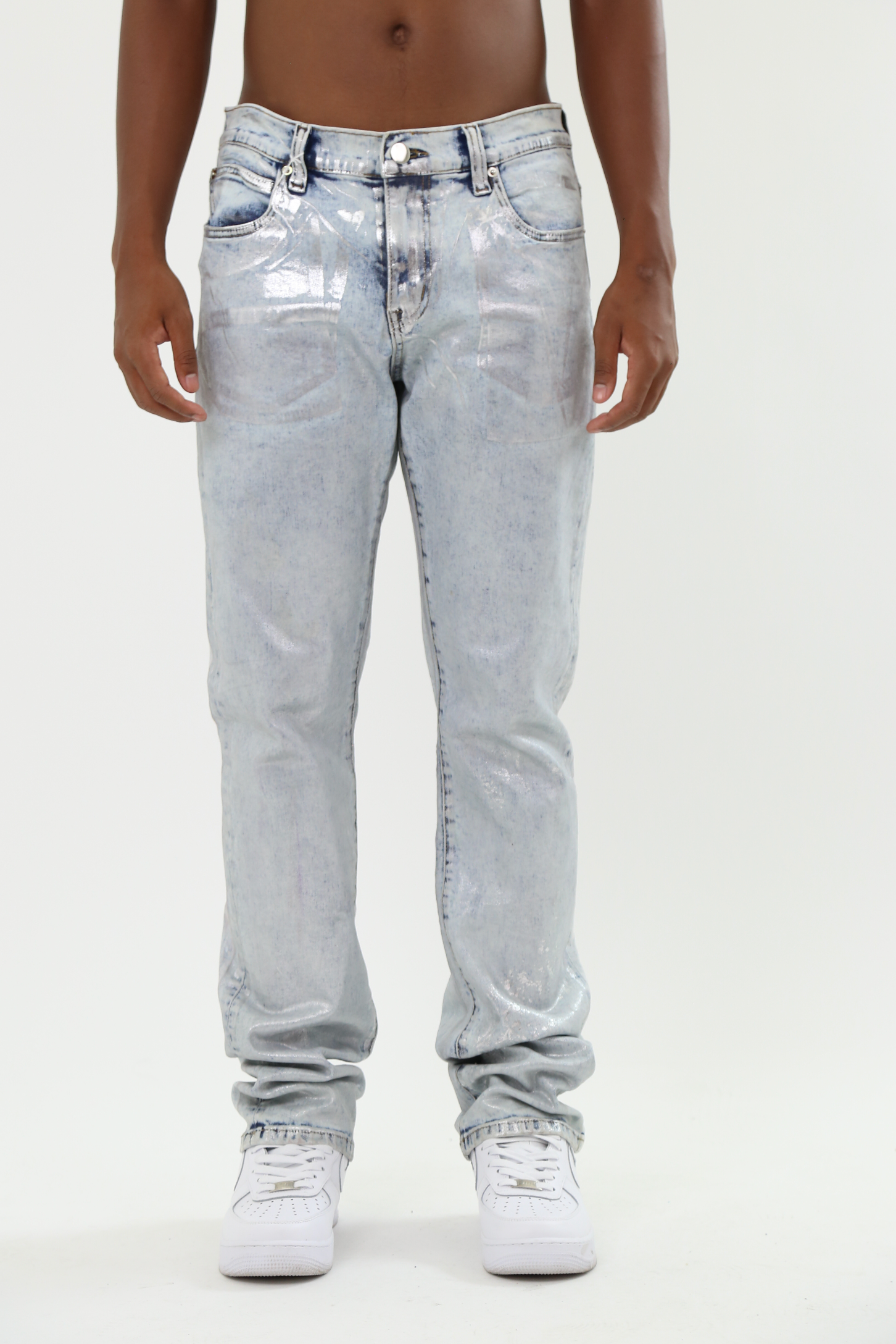 ASJ08 FOIL WASH STACKED JEANS