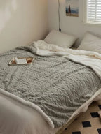 Simple Solid Color Double Layer Thickened Lamb Fleece Blanket - Plush Fashion Hub
