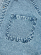 Smocked Cuffs Flared Denim Shirt Mini Dress - Plush Fashion Hub