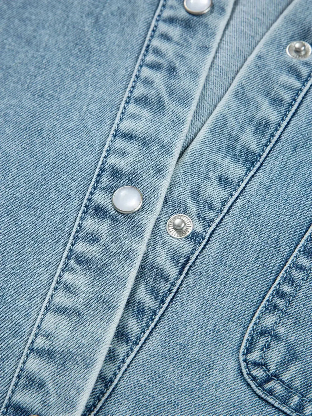 Smocked Cuffs Flared Denim Shirt Mini Dress - Plush Fashion Hub