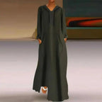 Women’s relaxed fit long hooded sweatshirt from Plush Fashion Hub, solid color, cozy casual pullover with a relaxed style.