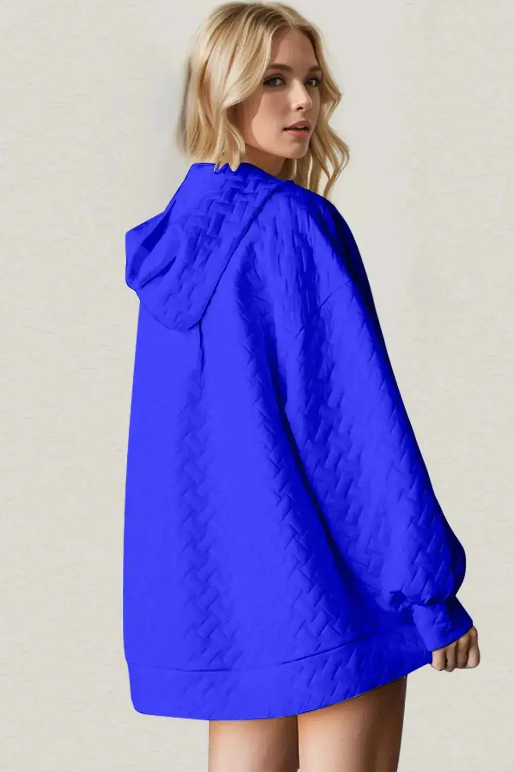 Double Take Full Size Texture Drop Shoulder Long Sleeve Hoodie - Plush Fashion Hub