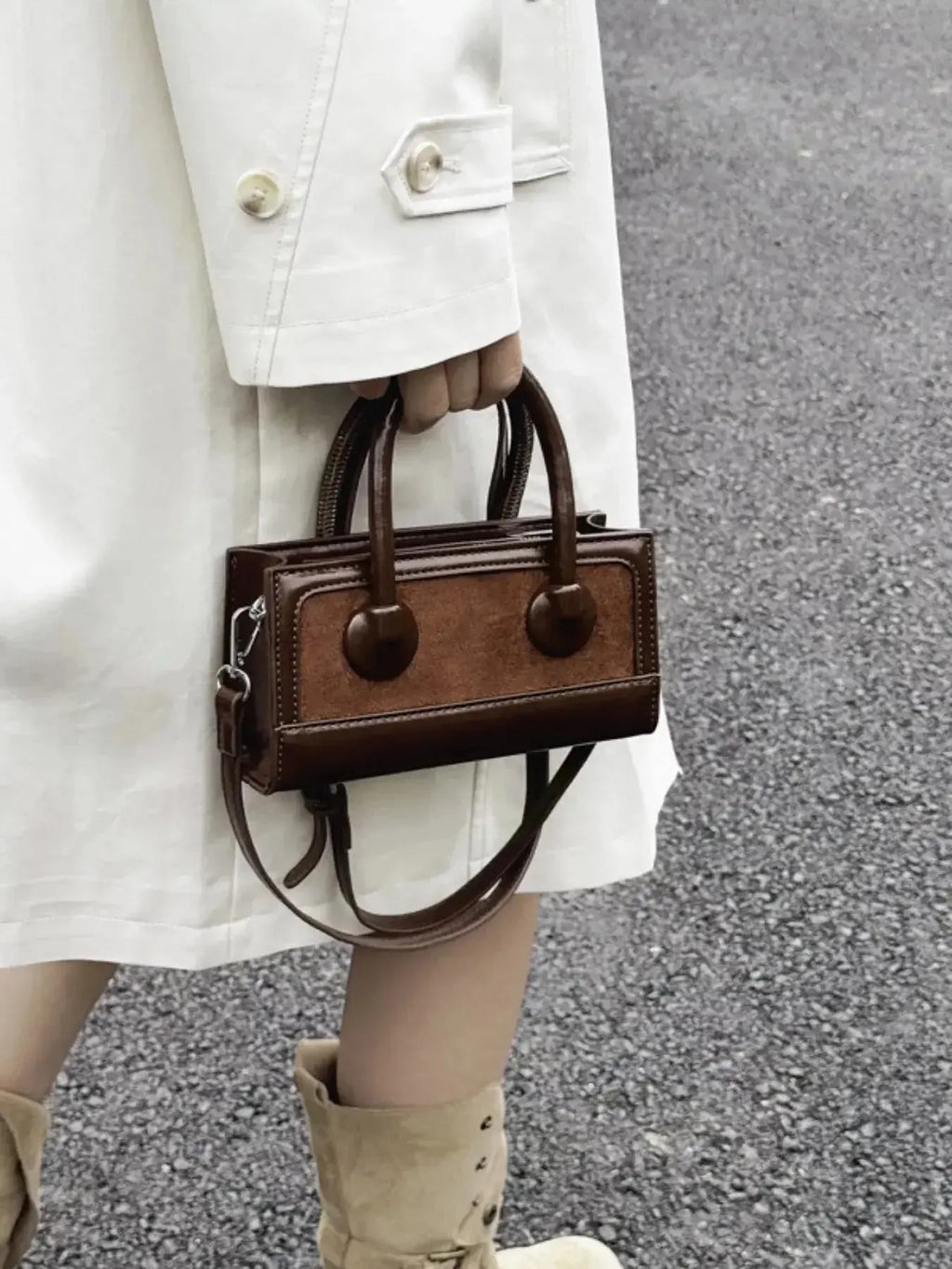 Premium leather top-handle crossbody bag by Plush Fashion Hub, versatile structured handbag with a sleek design.