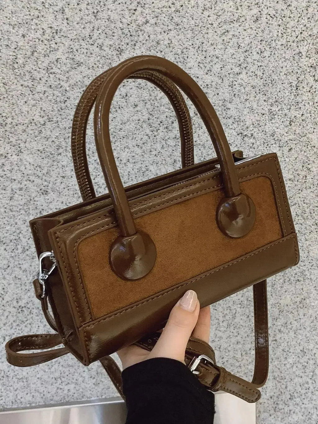 Plush Fashion Hub premium leather top-handle crossbody bag with structured design, versatile for everyday use.