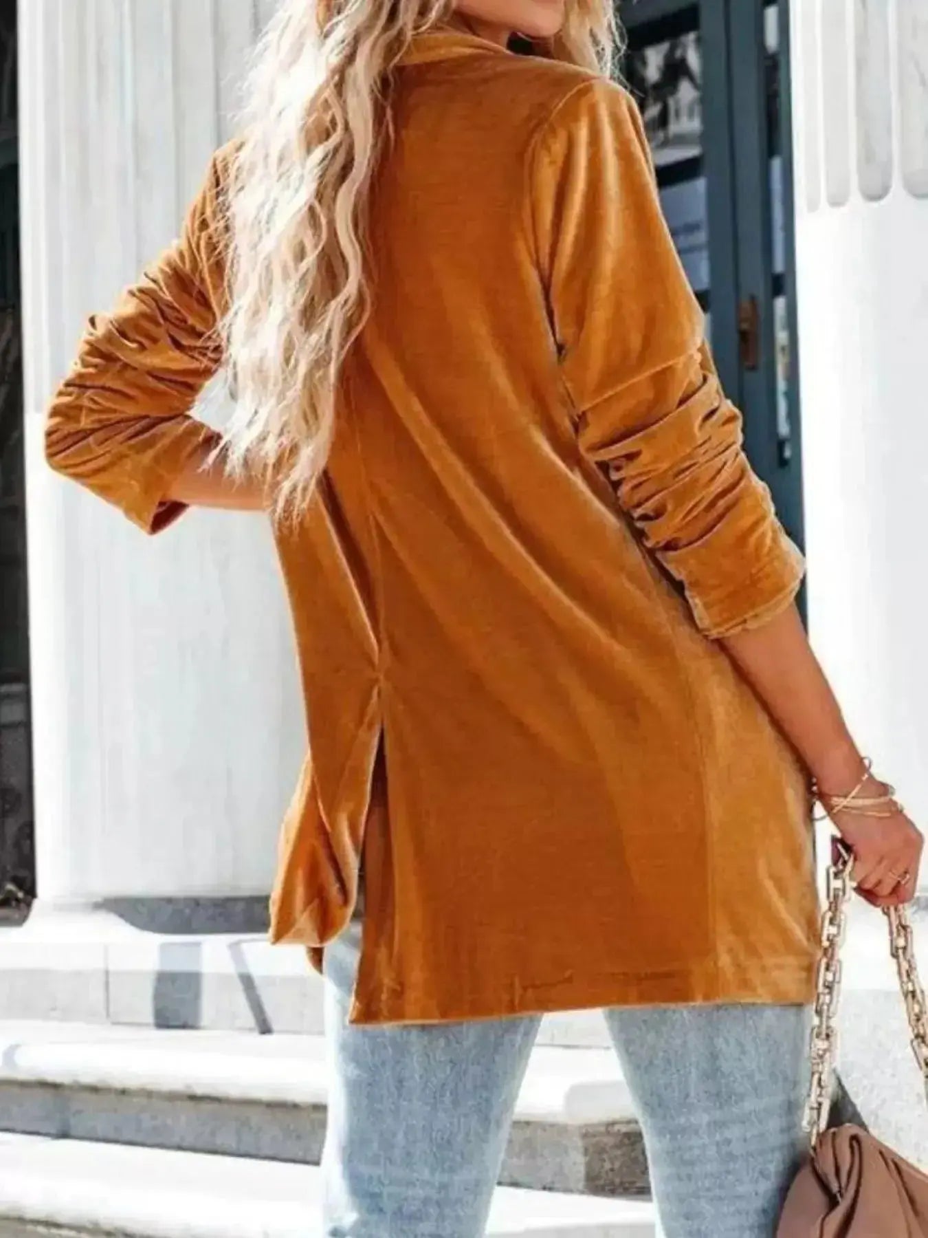 Velvet One Button Outerwear - Plush Fashion Hub