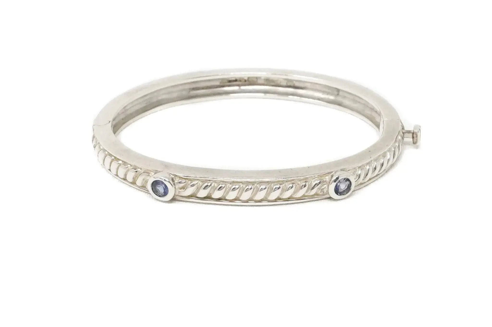 Vintage Designer Judith Ripka Amethyst Cable Sterling Silver Bracelet - Plush Fashion Hub