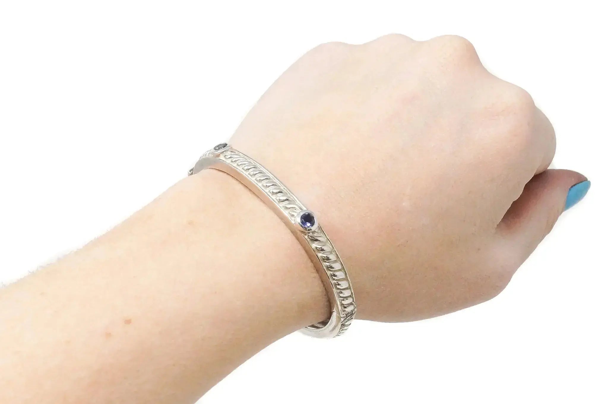 Vintage Designer Judith Ripka Amethyst Cable Sterling Silver Bracelet - Plush Fashion Hub