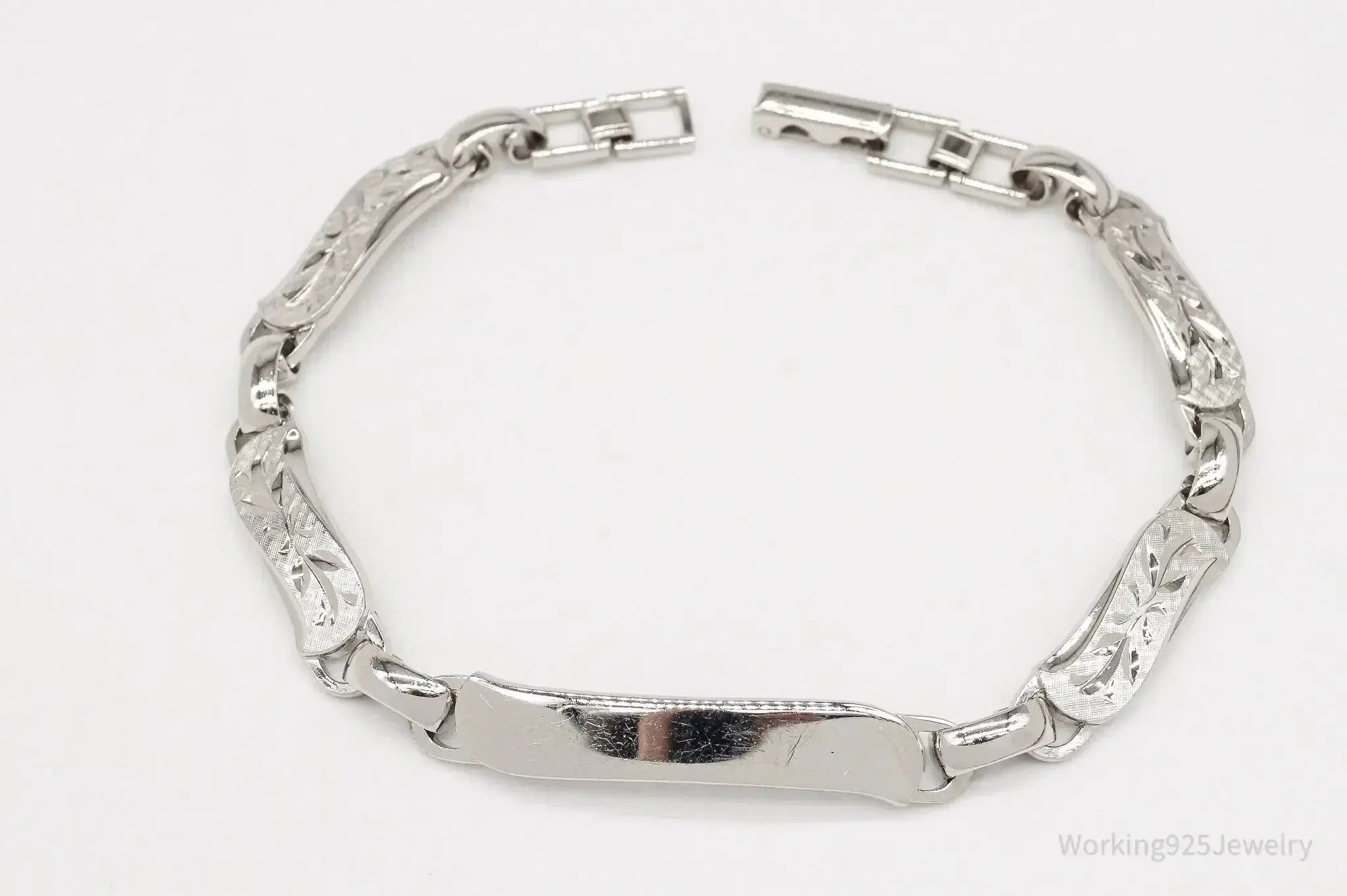 Vintage Designer LaMode Name ID Bar Sterling Silver Bracelet - Plush Fashion Hub