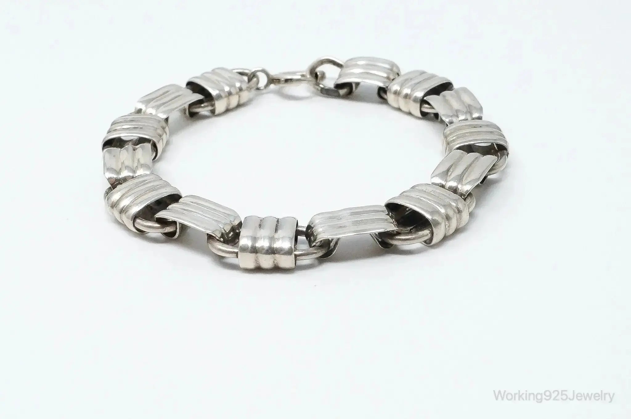Vintage Designer Napier Modern Large Links Sterling Silver Bracelet - Plush Fashion Hub