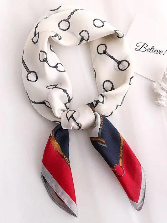 Vintage Geometry Printed Sun-Protection Silk Scarf - Plush Fashion Hub