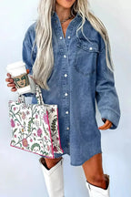 Vintage Wash Button-Down Denim Dress - Plush Fashion Hub