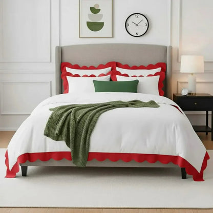 Wavy Applique Embroidery Cotton Duvet Cover Set - Plush Fashion Hub