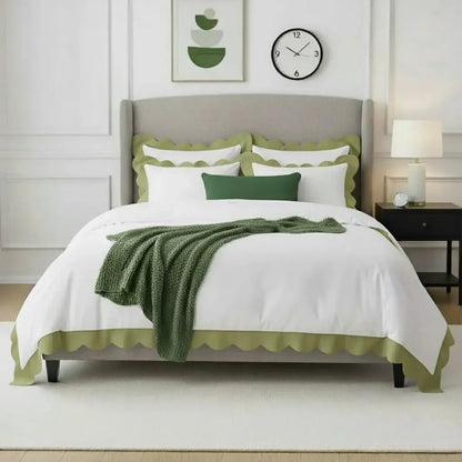Wavy Applique Embroidery Cotton Duvet Cover Set - Plush Fashion Hub