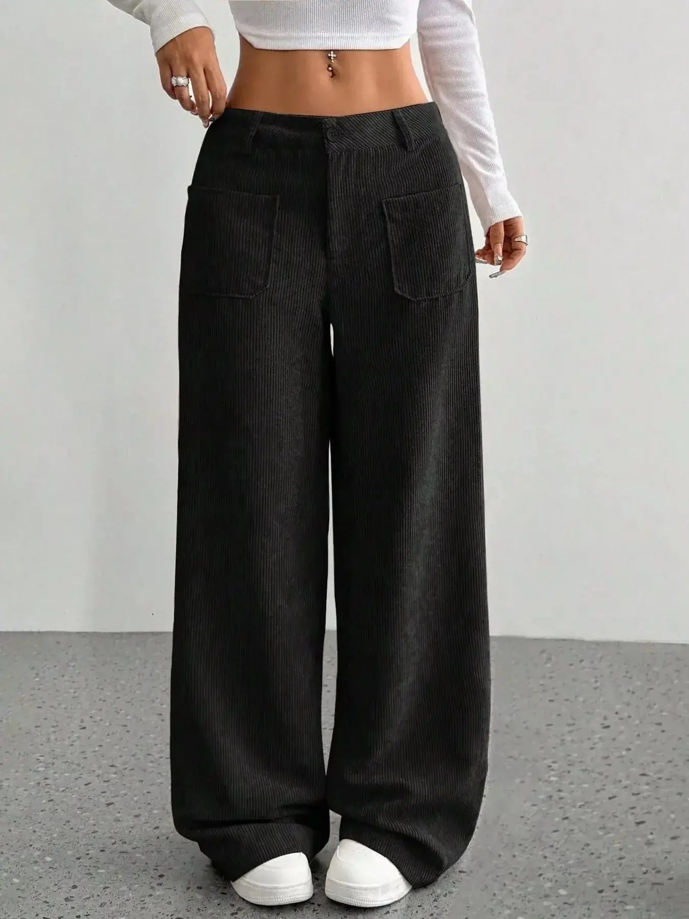 Wide Leg Corduroy Pants - Plush Fashion Hub