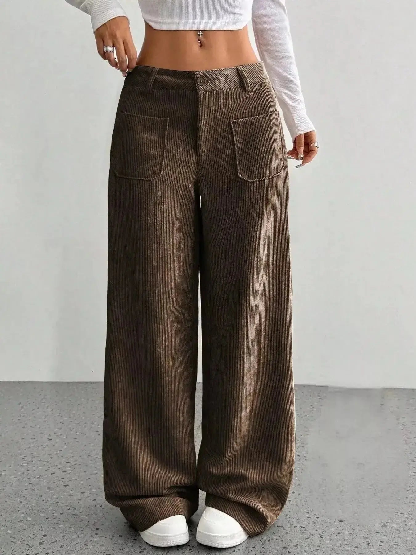 Wide Leg Corduroy Pants - Plush Fashion Hub