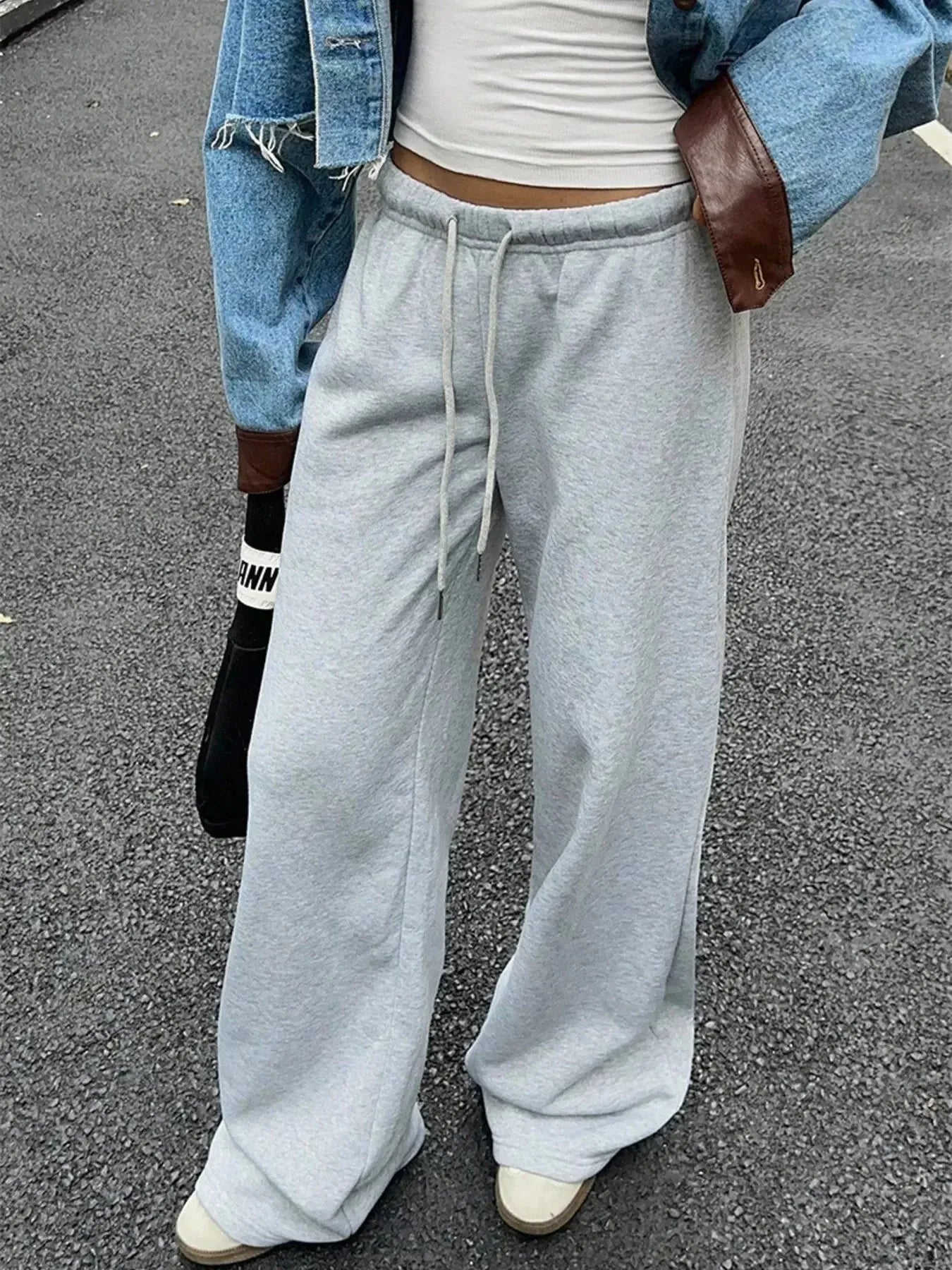Wide Leg Sweatpants with Drawstring - Plush Fashion Hub