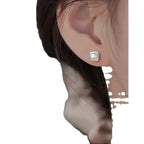 Women's 925 Sterling Silver Needle Pearl Earrings - Plush Fashion Hub