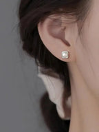 Women's 925 Sterling Silver Needle Pearl Earrings - Plush Fashion Hub
