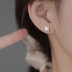Women's 925 Sterling Silver Needle Pearl Earrings - Plush Fashion Hub