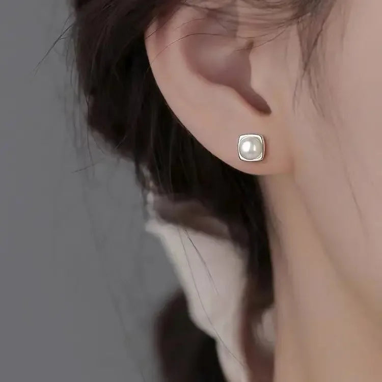 Women's 925 Sterling Silver Needle Pearl Earrings - Plush Fashion Hub